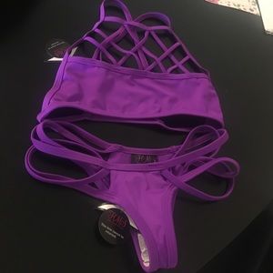 Electric Purple Strappy Caged Bikini