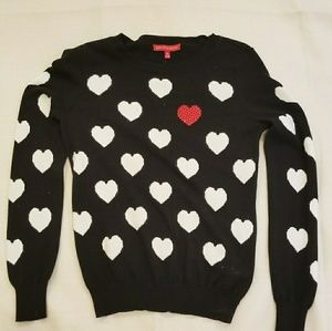 NWT Saks Fifth Ave Black with white hearts sweater