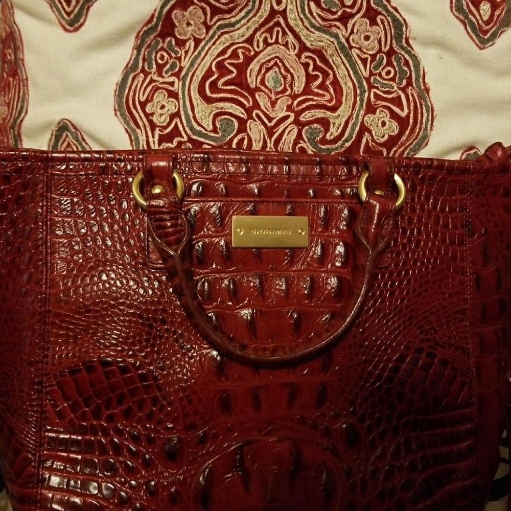 BRAHMIN Red Gator Print Purse/Used Once