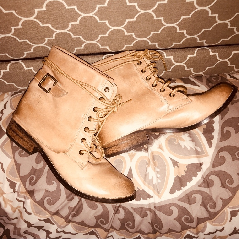 MIA Bone Distressed Leather Military Buckle Boots