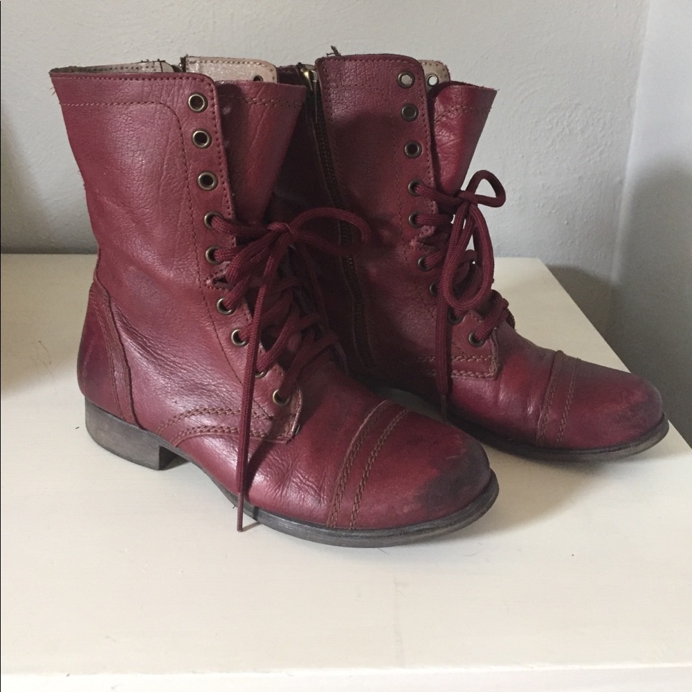 Maroon combat boots
