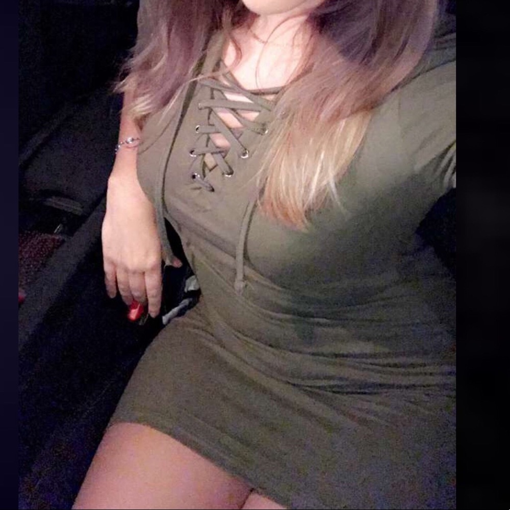 Army Green 3/4 Sleeve Body Con Dress
