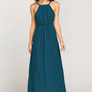 Amanda Maxi Dress - Deep Jade Chiffon - Halter top