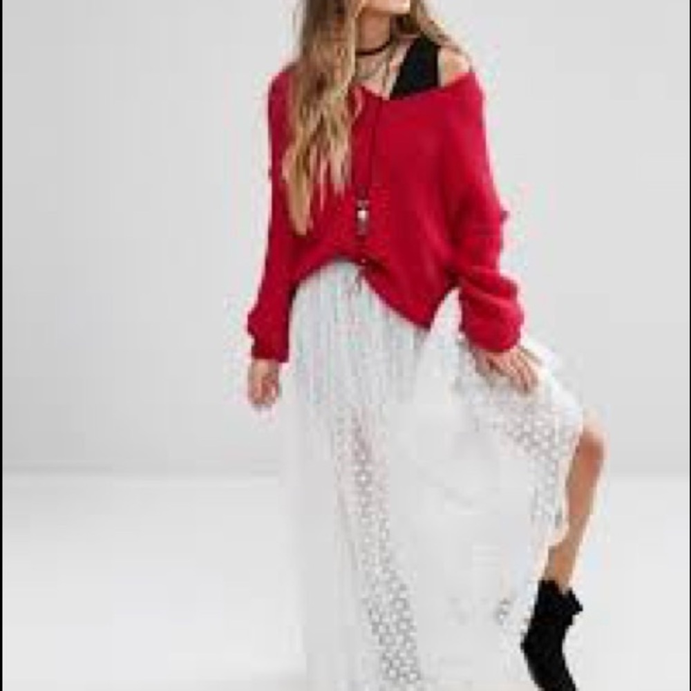SOLD Free People All Mine sweater - raspberry red.
