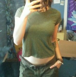 Army green crop top