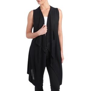 Open Front Draped Knit Duster Vest