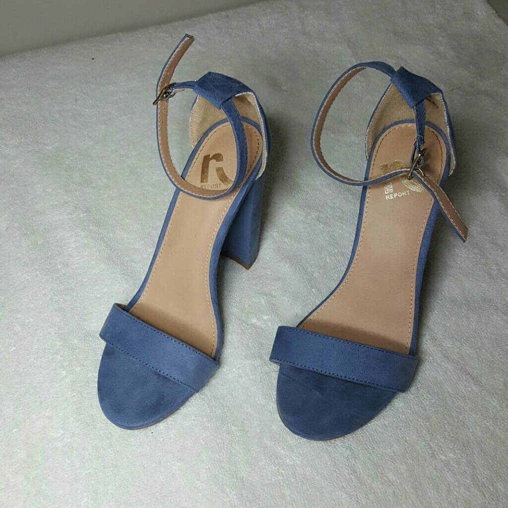 Baby blue block heel