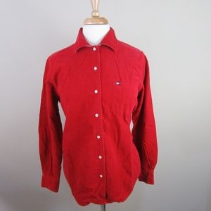 red button down dress shirt womens