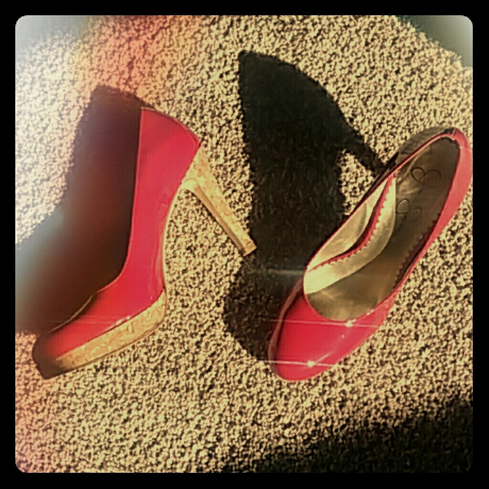 Patent Candy Apple Red Jessica Simpson Cork Heels