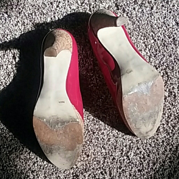 Patent Candy Apple Red Jessica Simpson Cork Heels - Picture 5 of 7