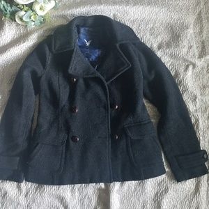 American Eagle black peacoat M