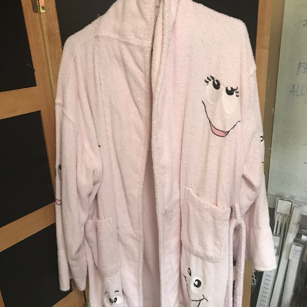Happy face pink plush robe