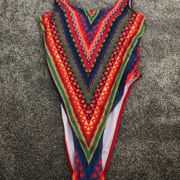 Tribal print, high rise, one piece bathing suit - Picture 1 of 3