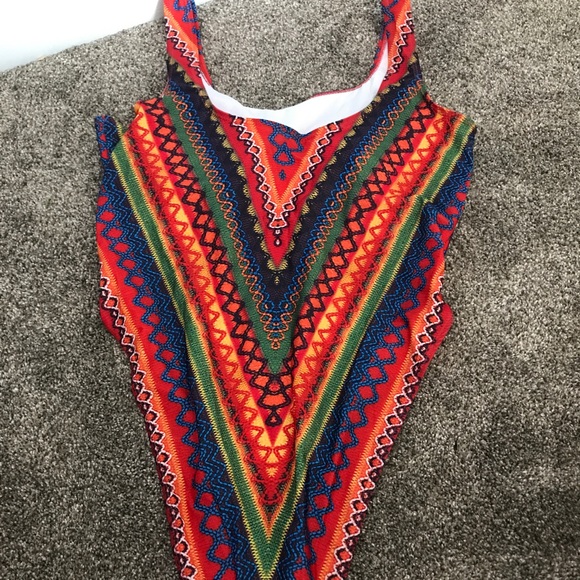 Tribal print, high rise, one piece bathing suit - Picture 3 of 3