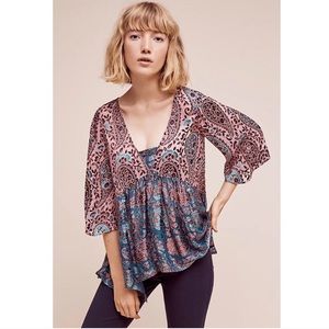 Anthropologie Floreat Valo Burnout blouse