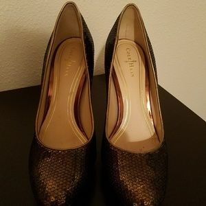 Cole Haan bronze sequins heels