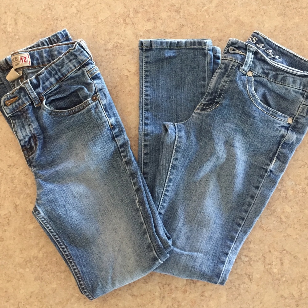 2 pairs girl skinny jeans