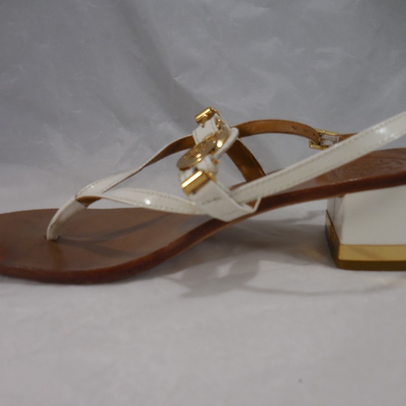 Tory Burch Spark Gold white Leather A73B Sandal 6M - Picture 5 of 8
