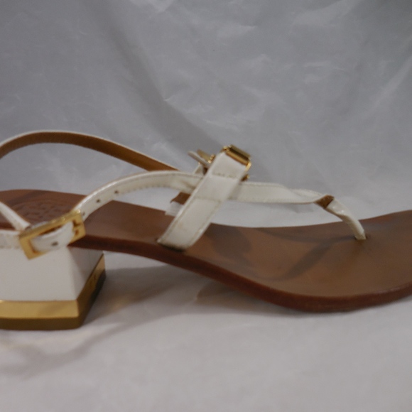 Tory Burch Spark Gold white Leather A73B Sandal 6M - Picture 4 of 8