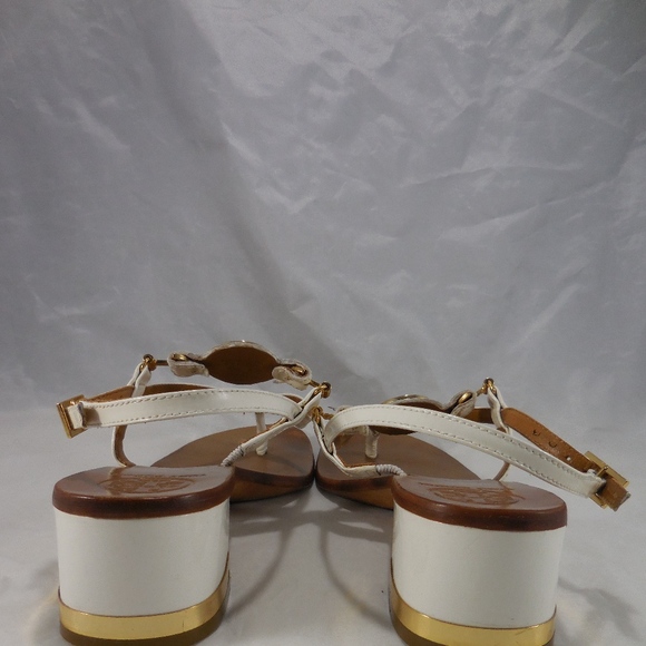 Tory Burch Spark Gold white Leather A73B Sandal 6M - Picture 6 of 8