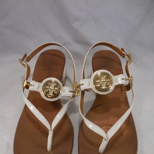 Tory Burch Spark Gold white Leather A73B Sandal 6M