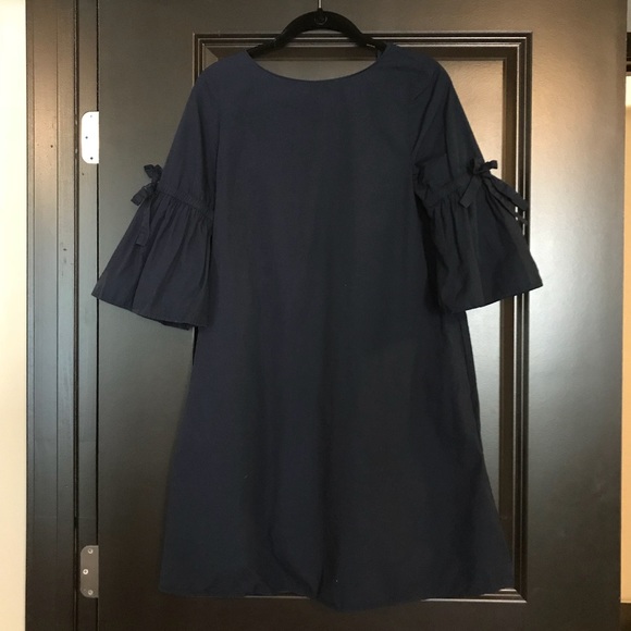 Zara Navy cotton dress with frilled sleeves - Picture 4 of 5