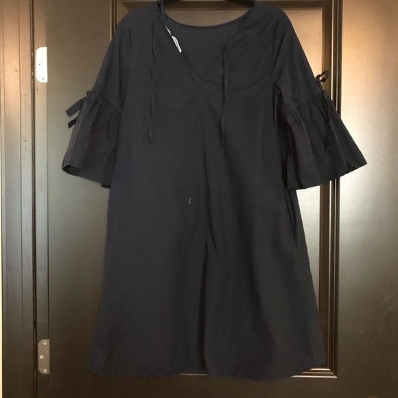 Zara Navy cotton dress with frilled sleeves - Picture 5 of 5