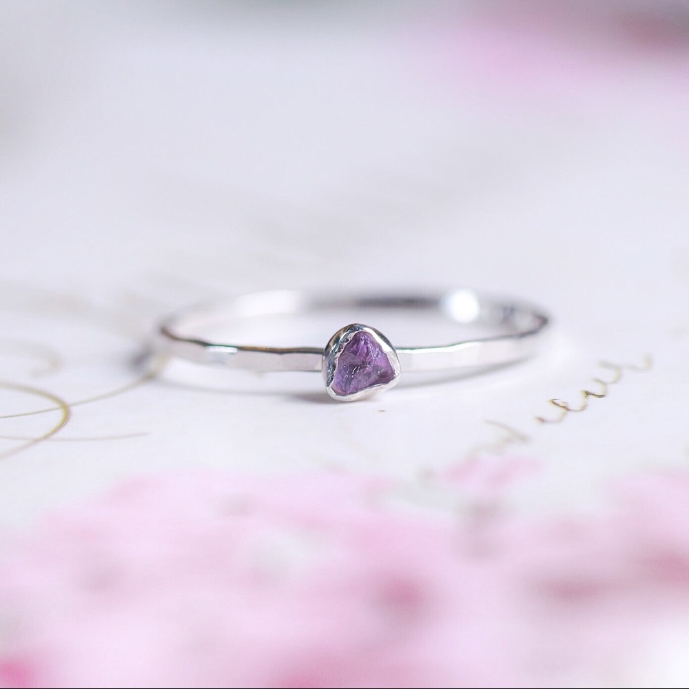Handmade Dainty Sterling Silver Amethyst Ring