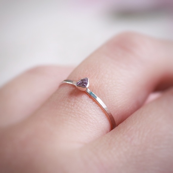 Handmade Dainty Sterling Silver Amethyst Ring - Picture 2 of 3