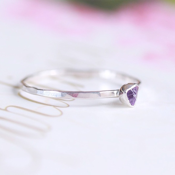 Handmade Dainty Sterling Silver Amethyst Ring - Picture 3 of 3