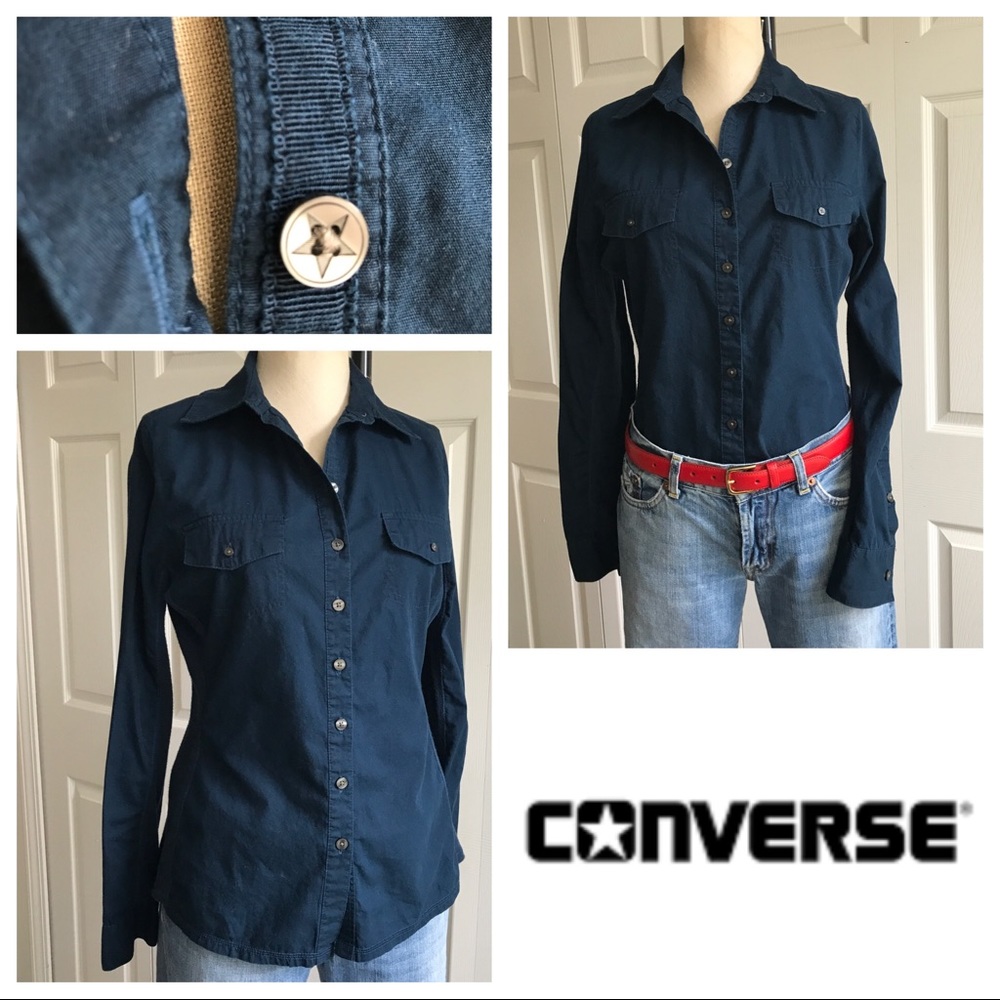 Converse navy button down shirt