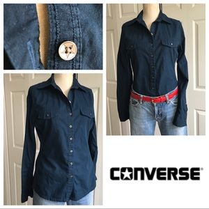 Converse navy button down shirt