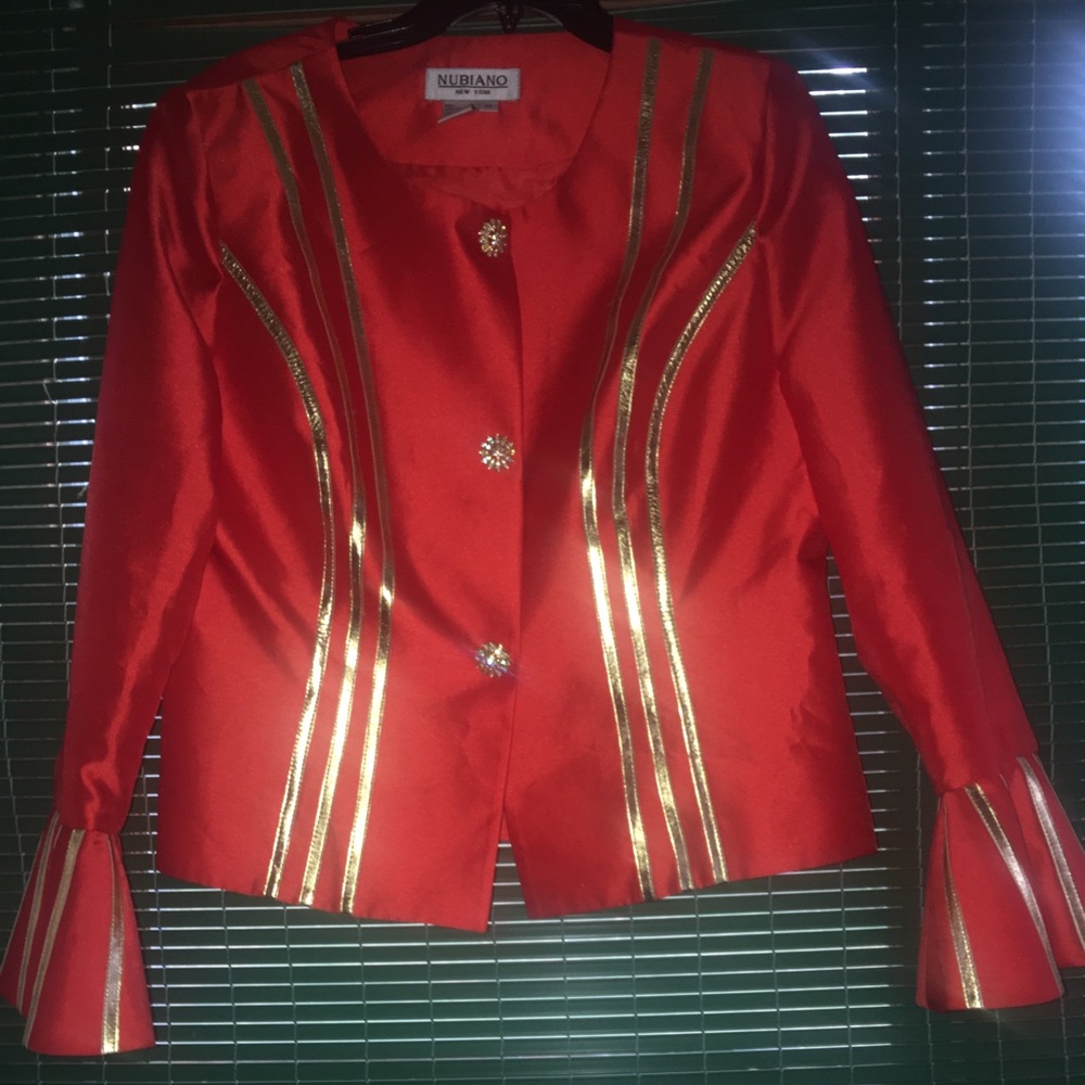 Nubiano Skirt suit size orange and gold leather