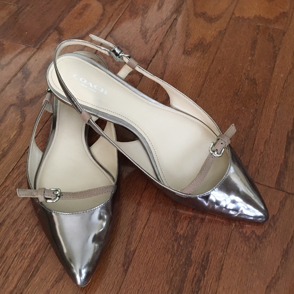 Coach "Wooster" pointed toe leather slingback