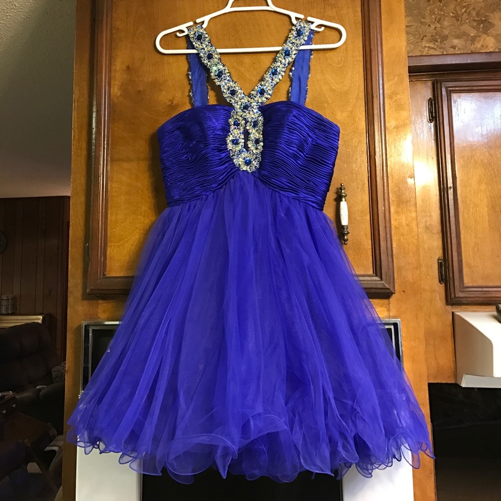 Short blue prom dress