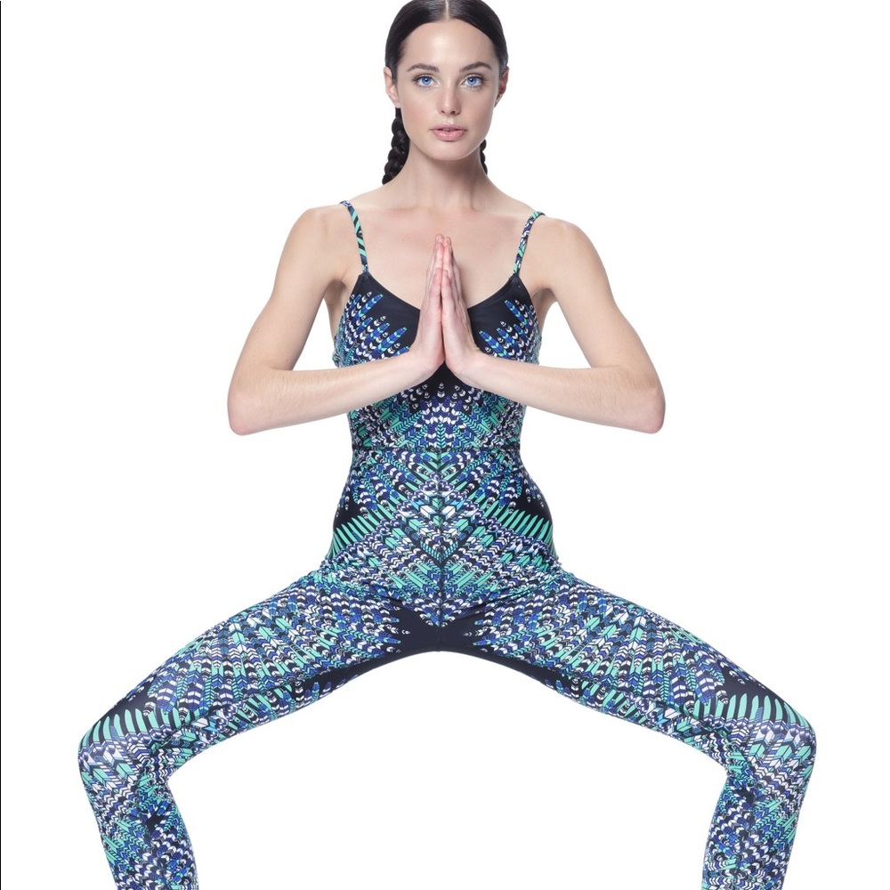 Mara Hoffman Active Bodysuit in Skybird Black
