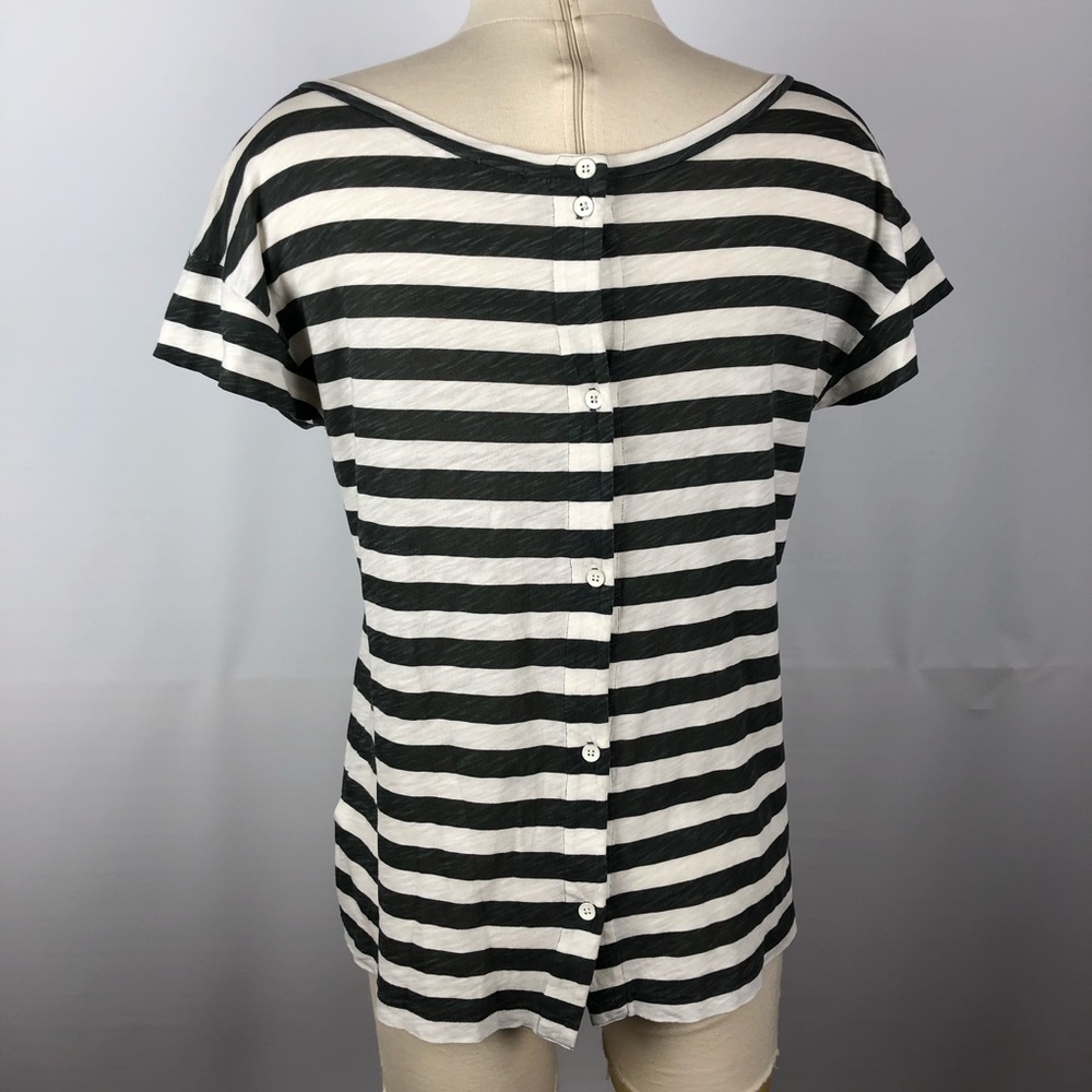 J. Crew Striped Button Back Top