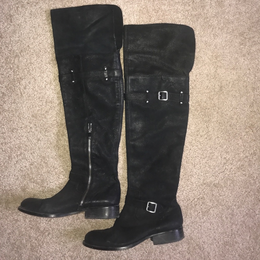 Black knee high leather Vince Camuto boots