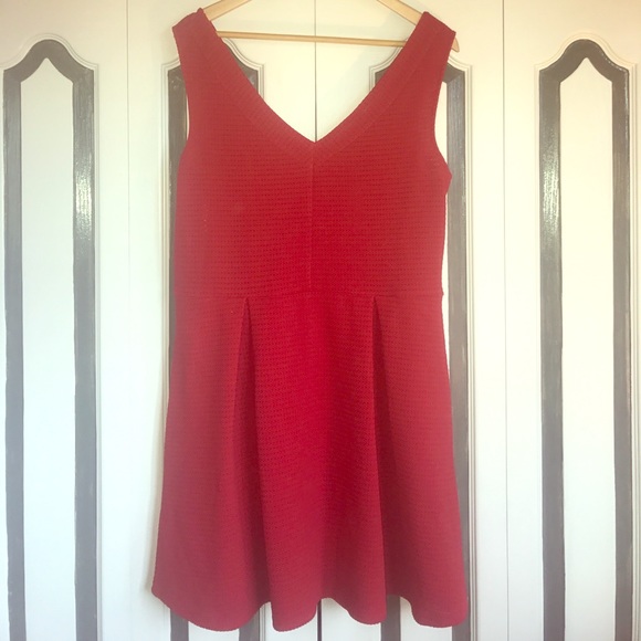 Charming Charlie's red pleated dress, white zipper - Picture 1 of 3
