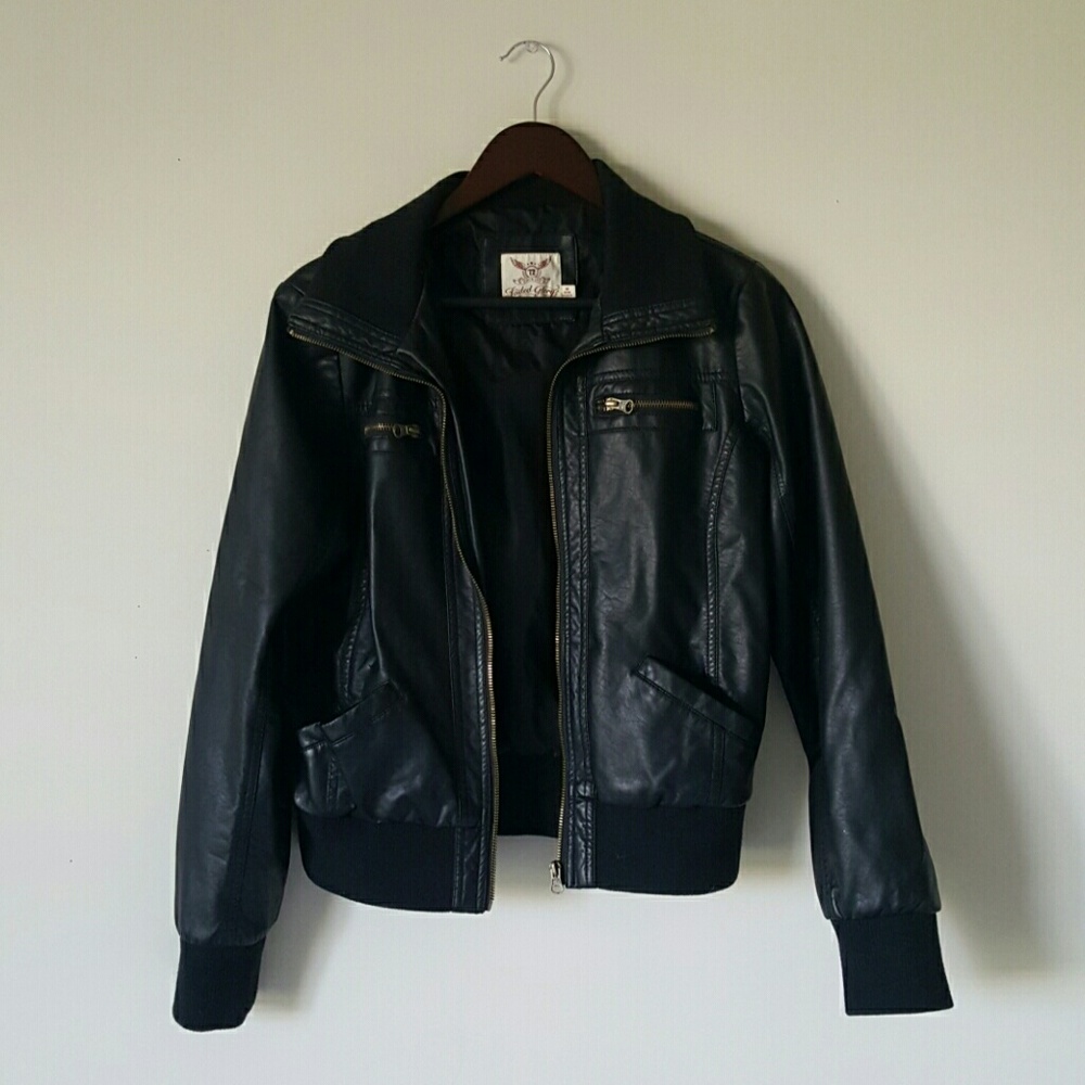 Faux Leather Bomber Jacket
