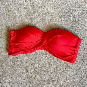 Red strapless bikini top