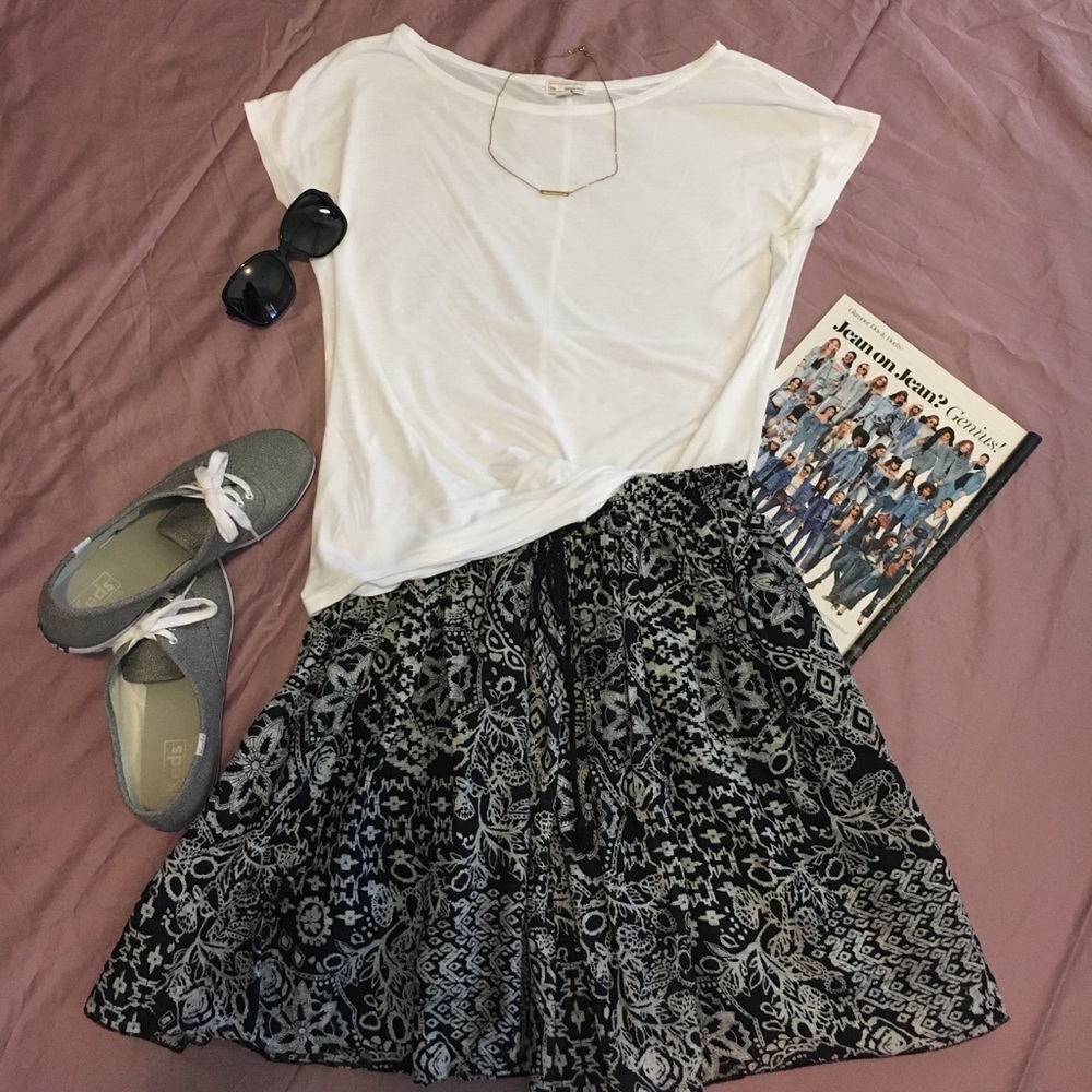 Black and off white Skater skirt.