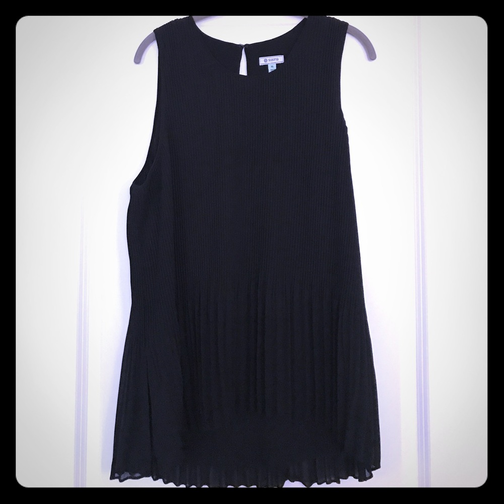🌟Black Accordion Pleated Tank, XL
