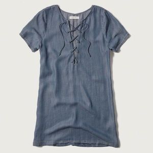 Abercrombie lace up denim shift dress