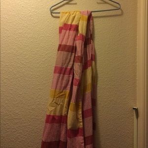 Yellow and pink striped scarf