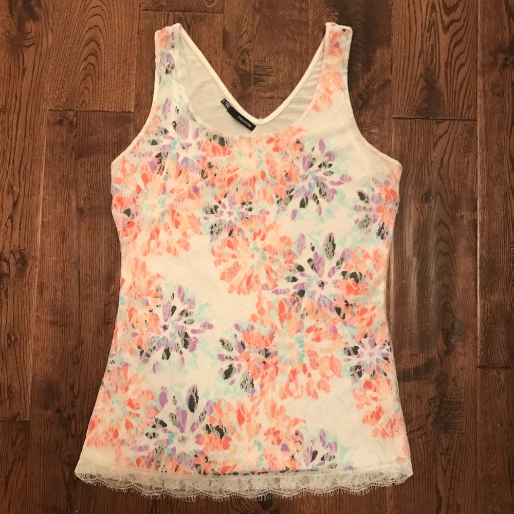 Maurices Floral Tank with Lace Overlay