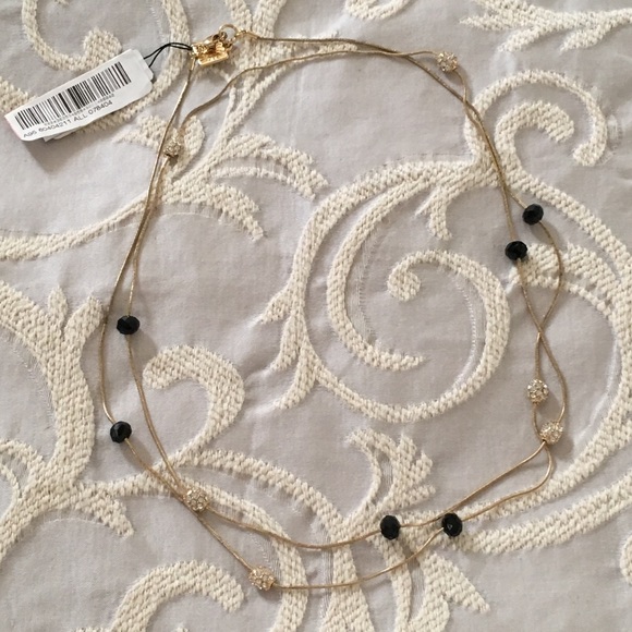 Anne Klein Gold Tone Black & Crystal Clusters - Picture 2 of 8