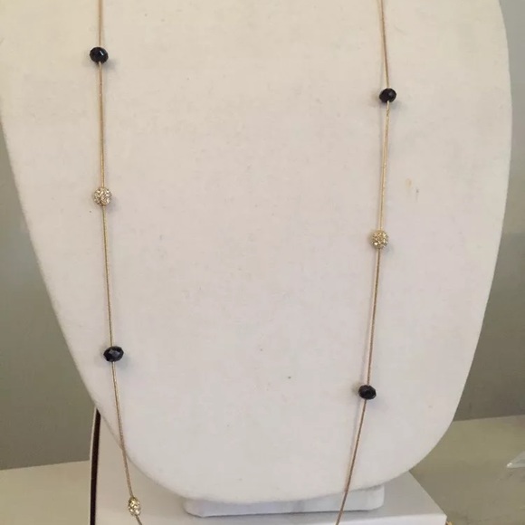 Anne Klein Gold Tone Black & Crystal Clusters - Picture 7 of 8