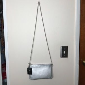 SOLD * FOREVER21 silver clutch crossbody bag NWT
