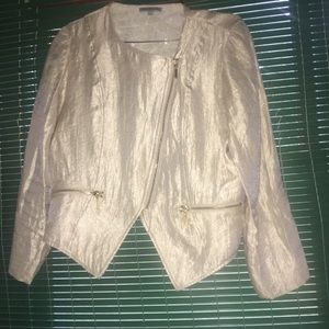 Charlotte Russe light metallic gold crop blazer